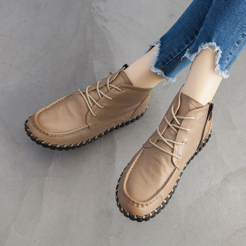 Women'S Shoes Big Feet - Real Leather Boots Women's Autumn Lace
