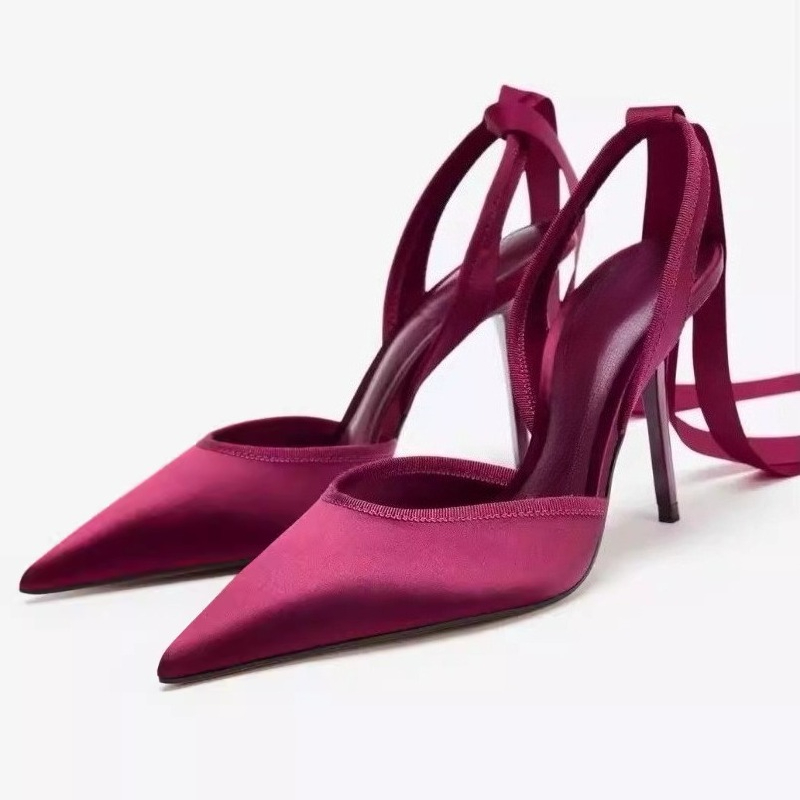 Women Shoes Brand - Snake Satin Ankle Strap Luxury Women