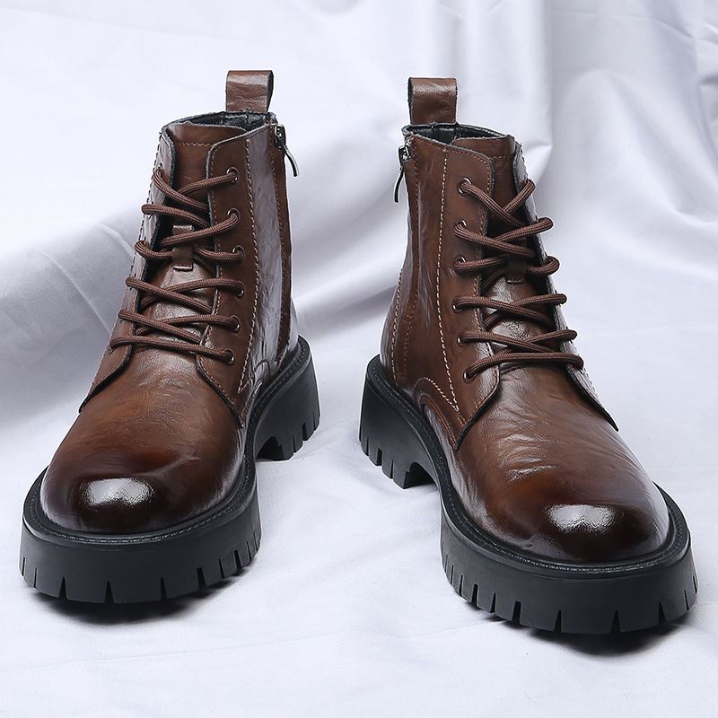 Suede Ankle Boot - Men Side Zipper High Top Boots