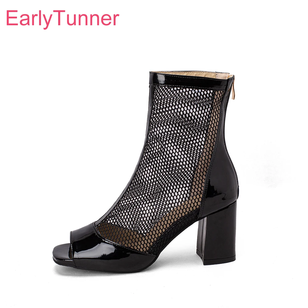 Women'S Shoes Big Feet - Summer Sexy Black Women Mesh Booties