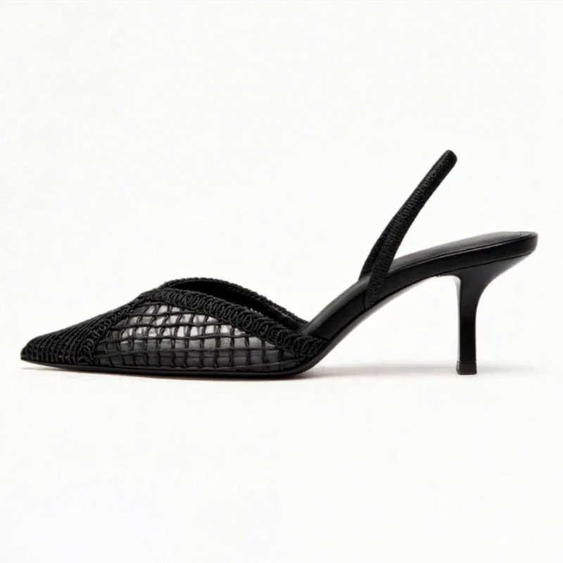 Women Shoes Brand - Mesh Woven Heeled Sandals Women Sexy