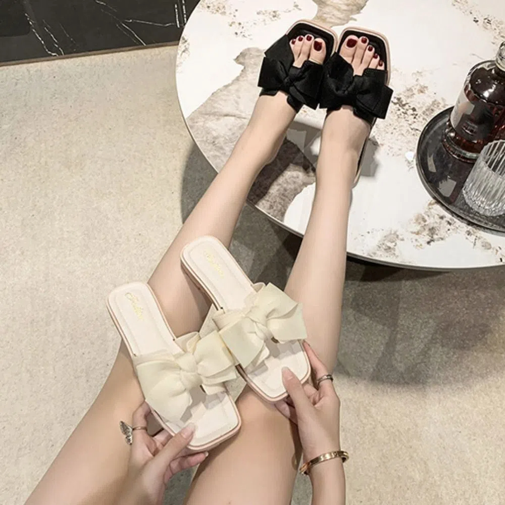 Women'S Shoes For Flat Feet - Casual Soft Sole Bowknot Slippers PVC
