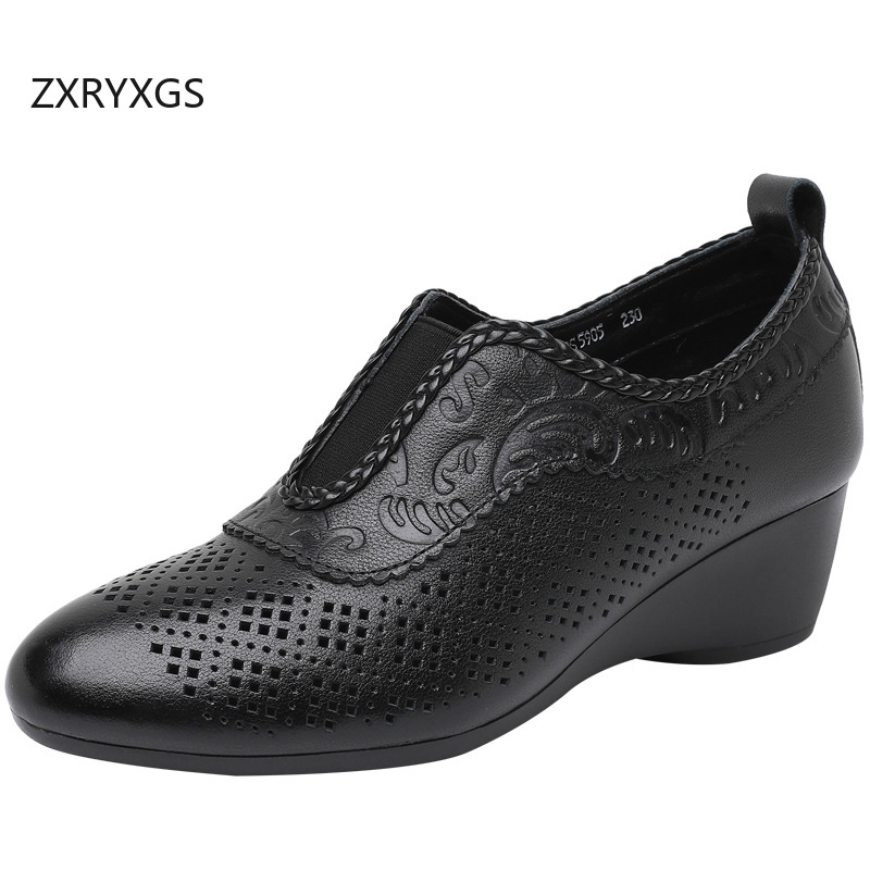 ZXRYXGS Top Layer Cowhide Holl - Women Shoes Size 4 In Cm のレビューと価格