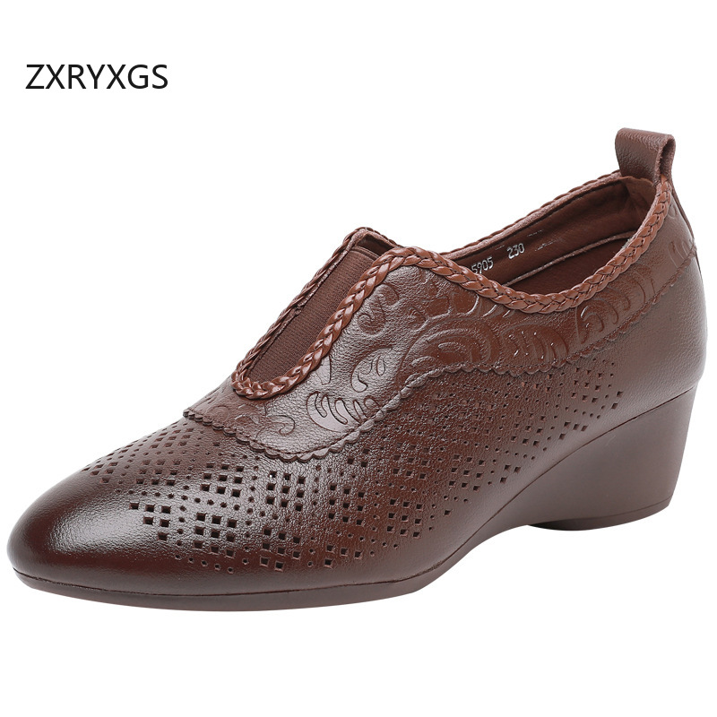 ZXRYXGS Top Layer Cowhide Holl - Women Shoes Size 4 In Cm のレビューと価格