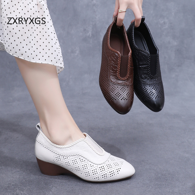 ZXRYXGS Top Layer Cowhide Holl - Women Shoes Size 4 In Cm のレビューと価格