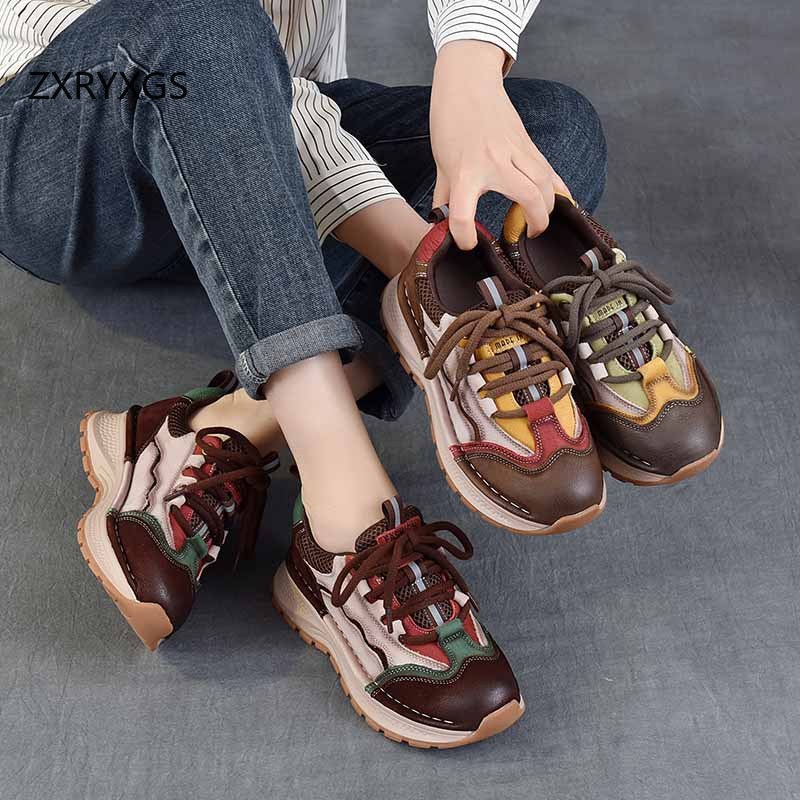 ZXRYXGS Top Cowhide Spell Colo - Women Shoes Size 4 In Cm のレビューと価格