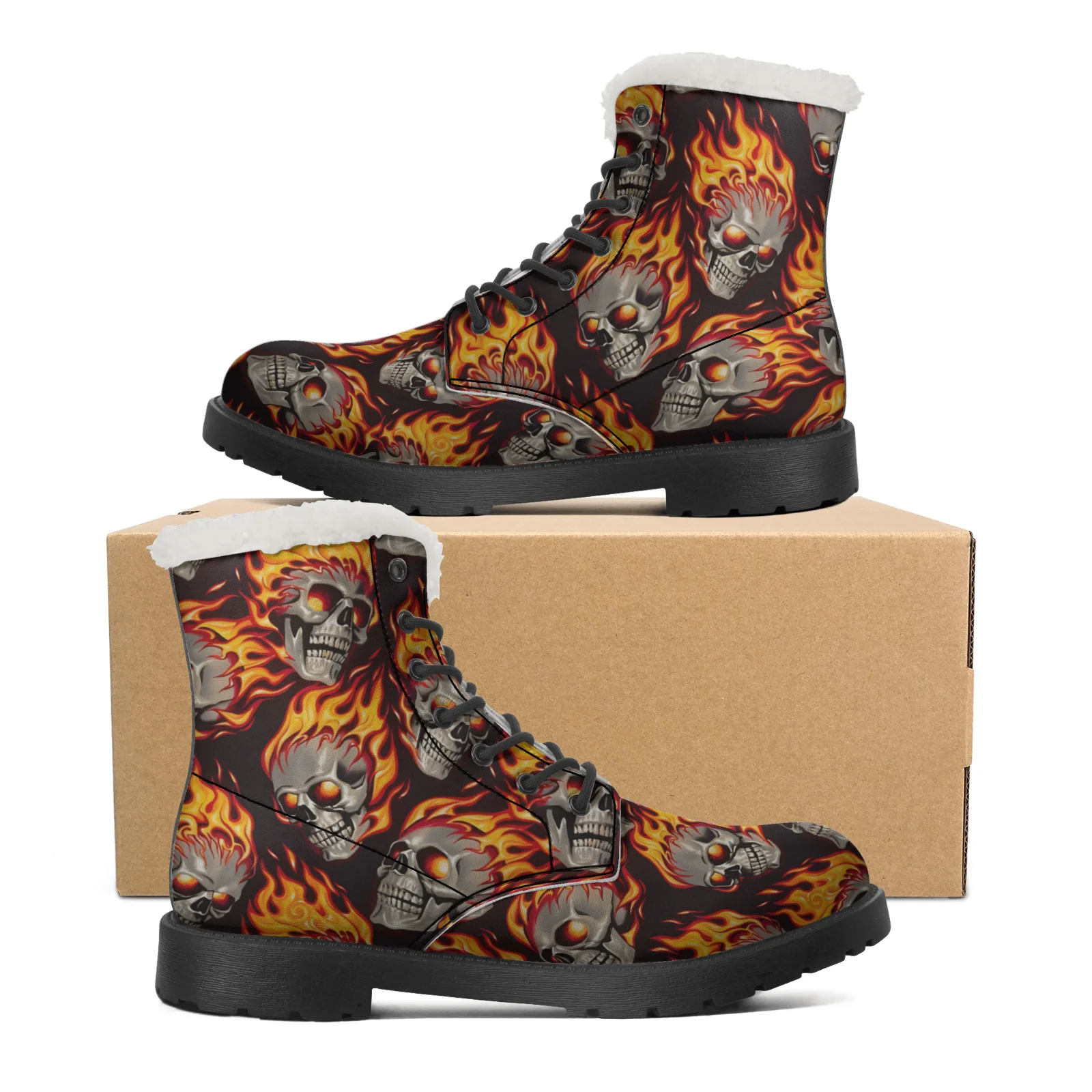 Fire Skull Patterns Snow Boots - Women Shoes Us To Eu のレビューと価格