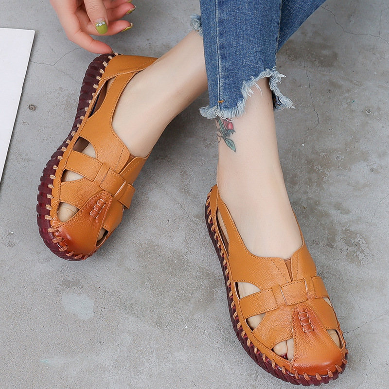 Genuine Leather Women Flat San - Women'S Shoes Big Feet のレビューと価格
