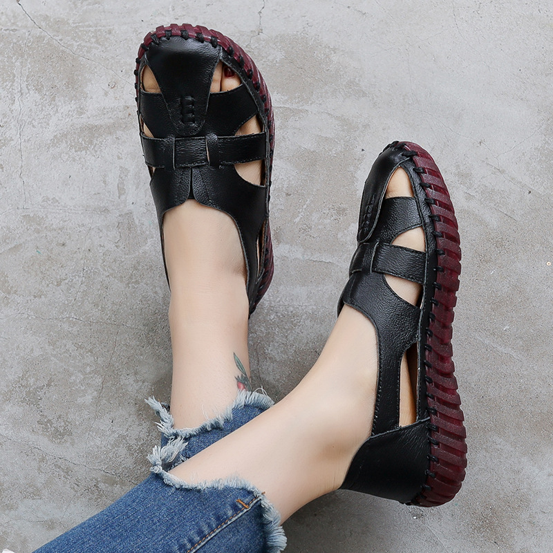 Genuine Leather Women Flat San - Women'S Shoes Big Feet のレビューと価格
