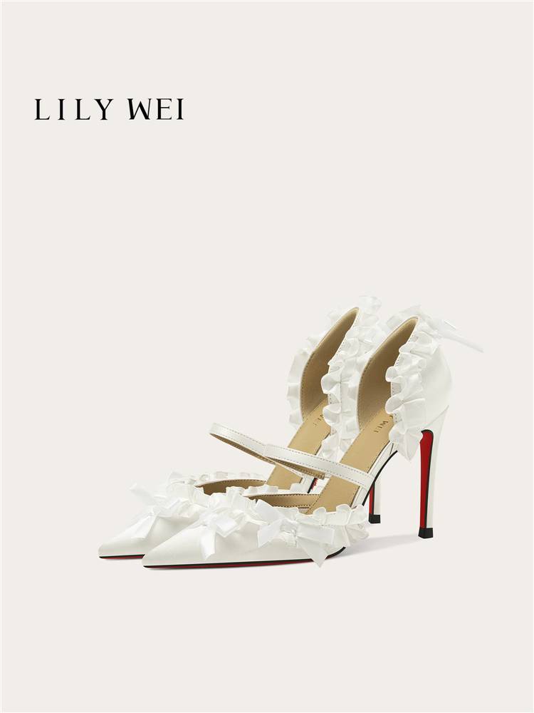 Spring pointed hollow ribbon w - Wide Fit Heels のレビューと価格