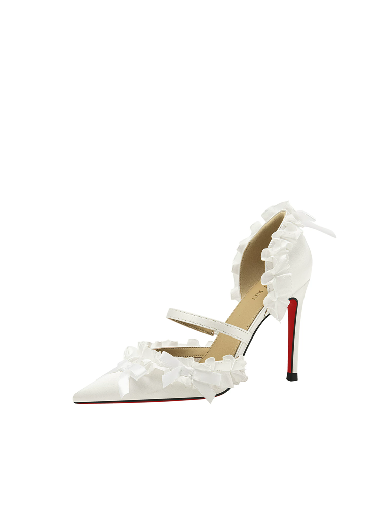 Spring pointed hollow ribbon w - Wide Fit Heels のレビューと価格