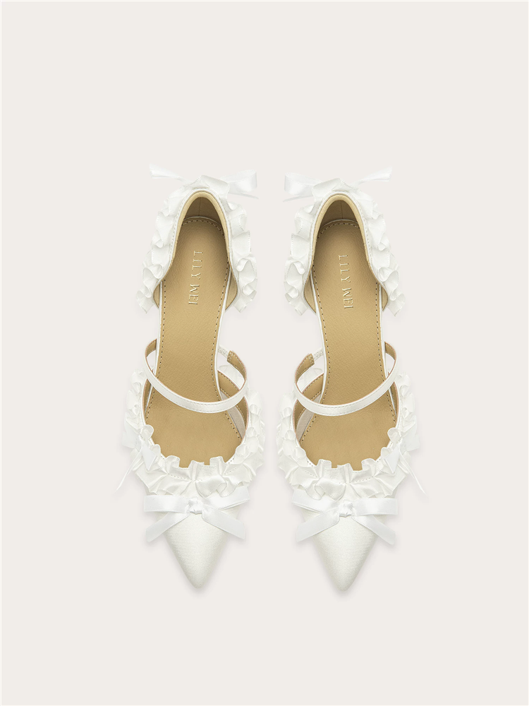 Spring pointed hollow ribbon w - Wide Fit Heels のレビューと価格