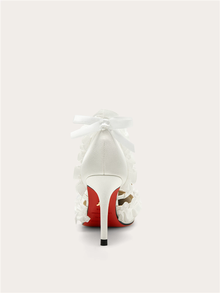 Spring pointed hollow ribbon w - Wide Fit Heels のレビューと価格