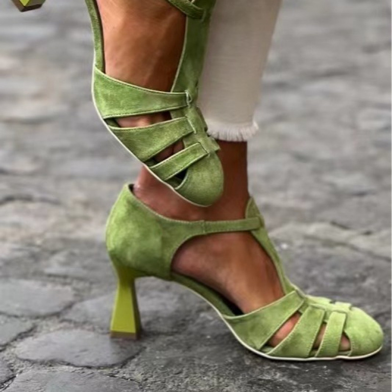 Women's Green Suede Kitten Hee - Women Shoes Us To Eu のレビューと価格