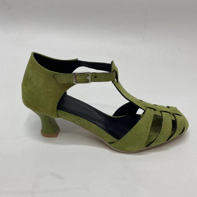 Women's Green Suede Kitten Hee - Women Shoes Us To Eu のレビューと価格