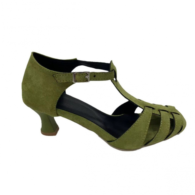 Women's Green Suede Kitten Hee - Women Shoes Us To Eu のレビューと価格