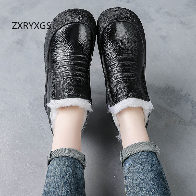 ZXRYXGS Winter Cowhide Wool Bo - Women Shoes Size 4 In Cm のレビューと価格