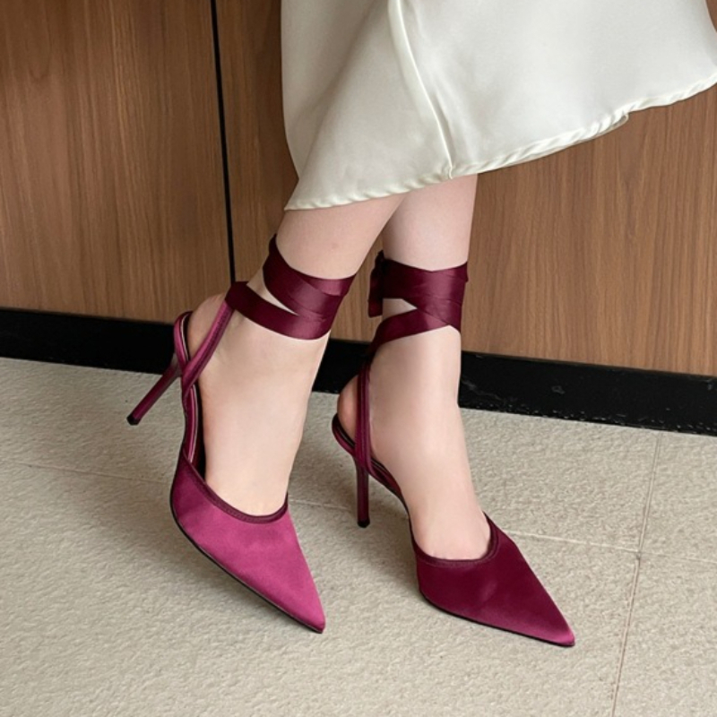 Snake Satin Ankle Strap Luxury - Women Shoes Brand のレビューと価格