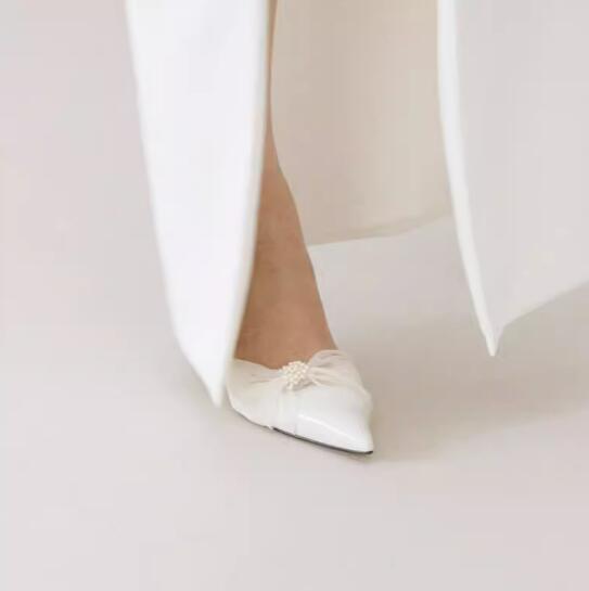 Beige White Pearl Strapped Mes - Women Shoes Size 4 In Cm のレビューと価格