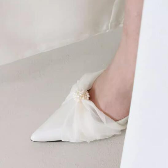 Beige White Pearl Strapped Mes - Women Shoes Size 4 In Cm のレビューと価格