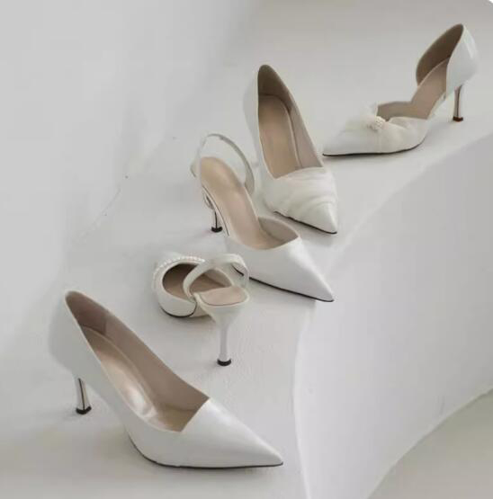 Beige White Pearl Strapped Mes - Women Shoes Size 4 In Cm のレビューと価格