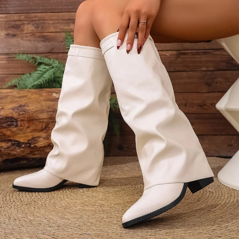 Women's Folding Knee-high Boot - Wide Fit Heels のレビューと価格