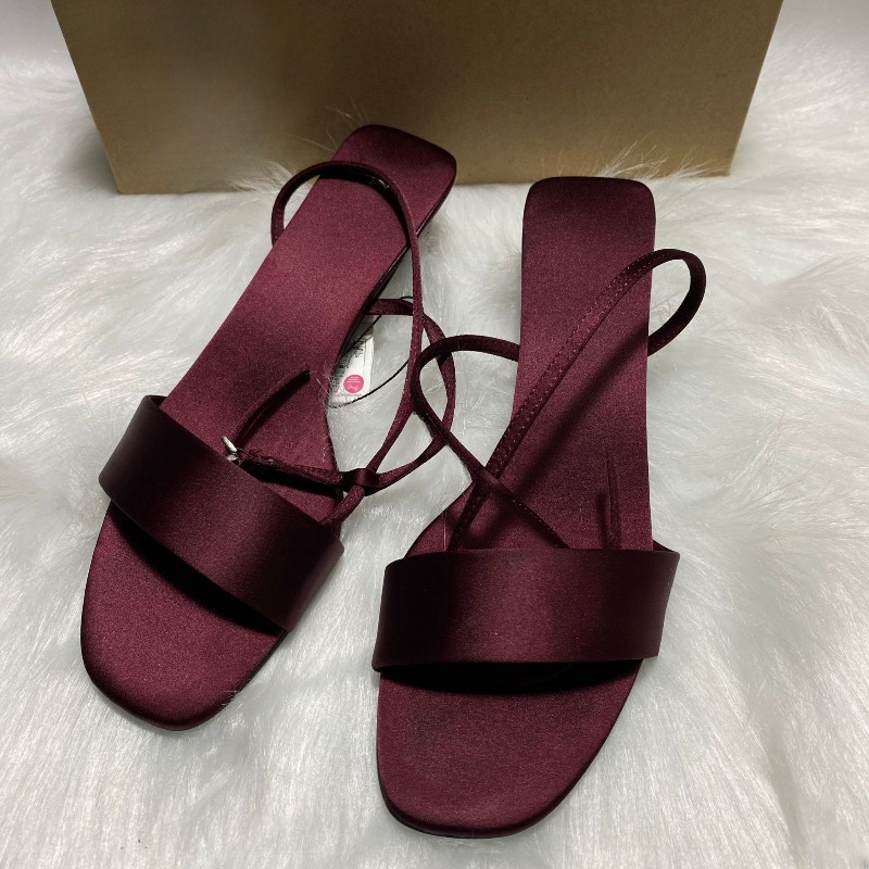 Luxury Satin Ankle Strap Low H - Women Shoes Brand のレビューと価格