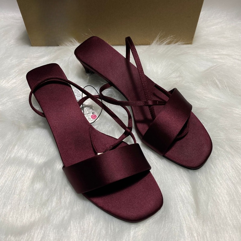 Luxury Satin Ankle Strap Low H - Women Shoes Brand のレビューと価格