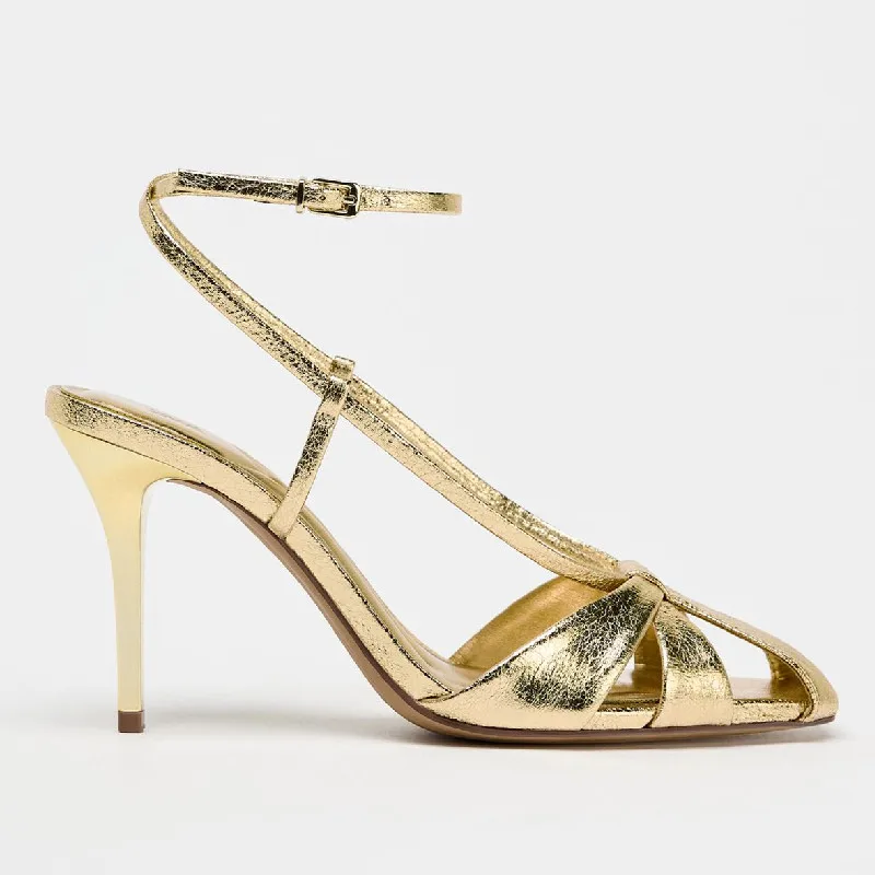 Fashion Gold Thin Heeled Sanda - Women Shoes Brand のレビューと価格