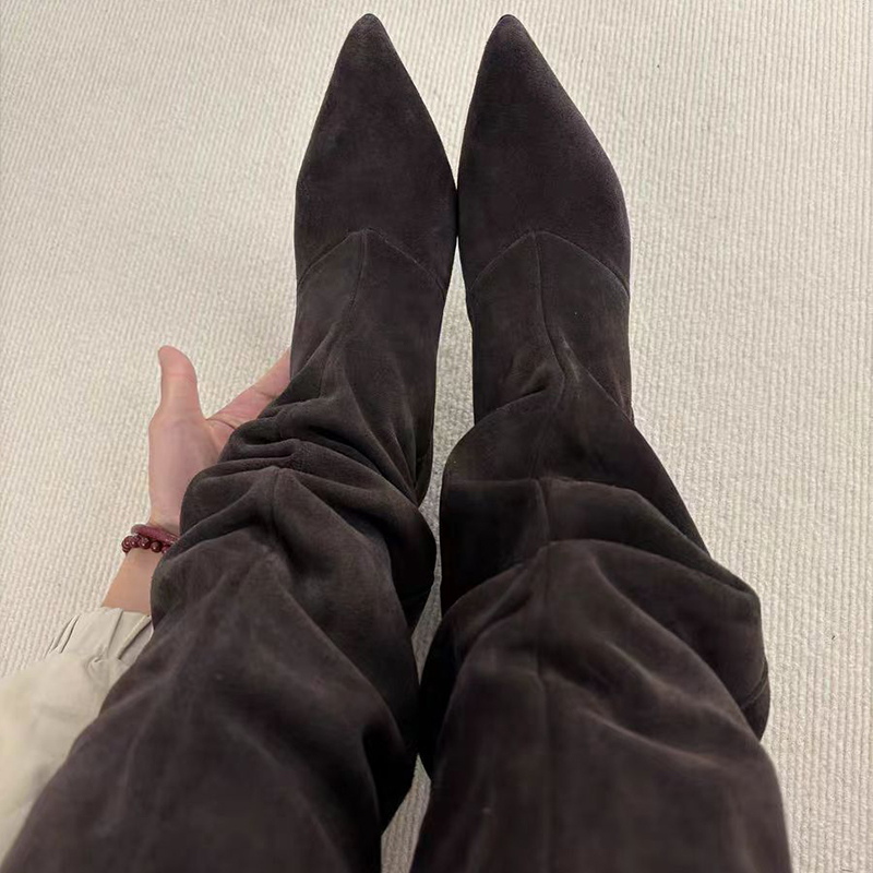Suede Slouch Knee High Boots W - Suede Ankle Boot のレビューと価格