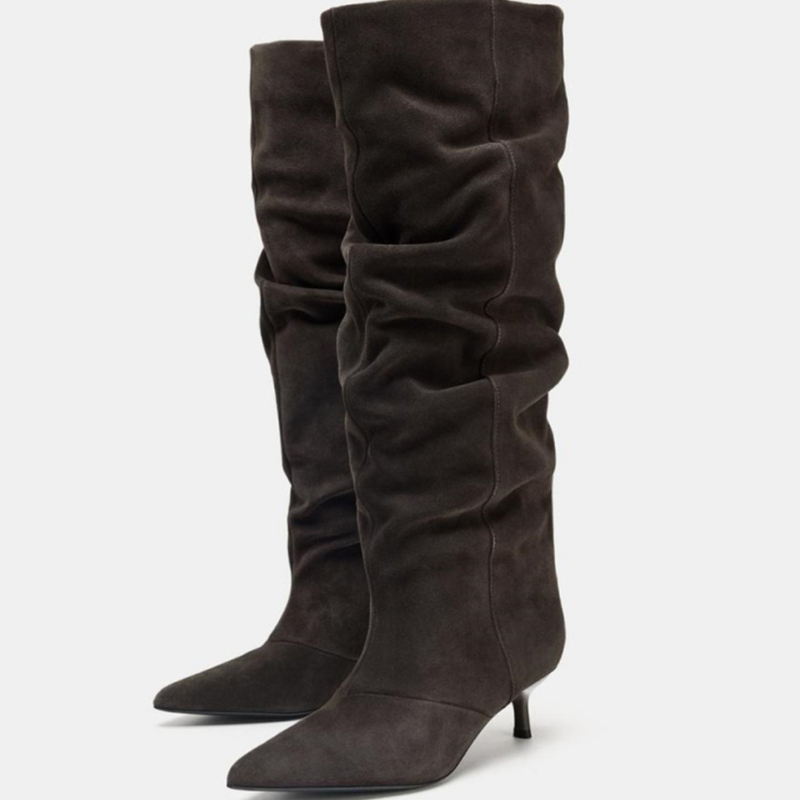 Suede Slouch Knee High Boots W - Suede Ankle Boot のレビューと価格