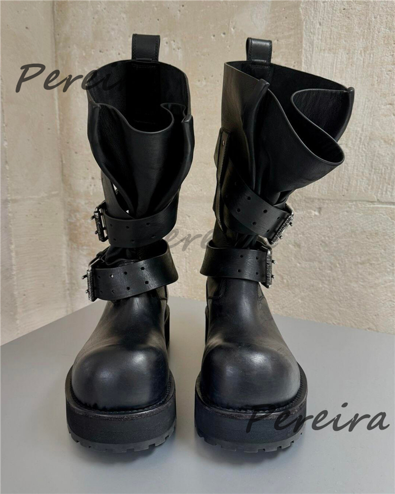 Retro Belt Buckle Motorcycle B - Women'S Shoes Big Feet のレビューと価格