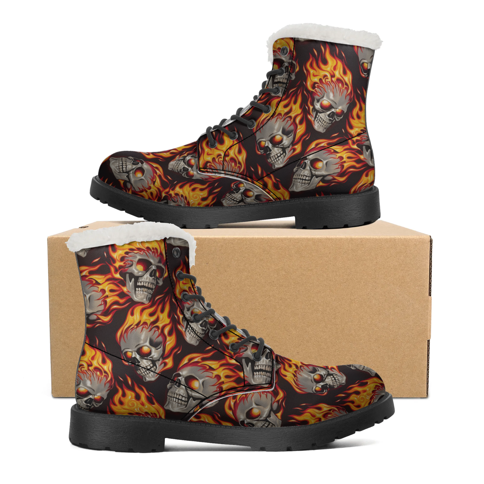 Fire Skull Patterns Snow Boots - Women Shoes Us To Eu のレビューと価格
